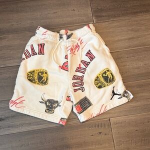 Jordan White Shorts with Red and Black Graphics